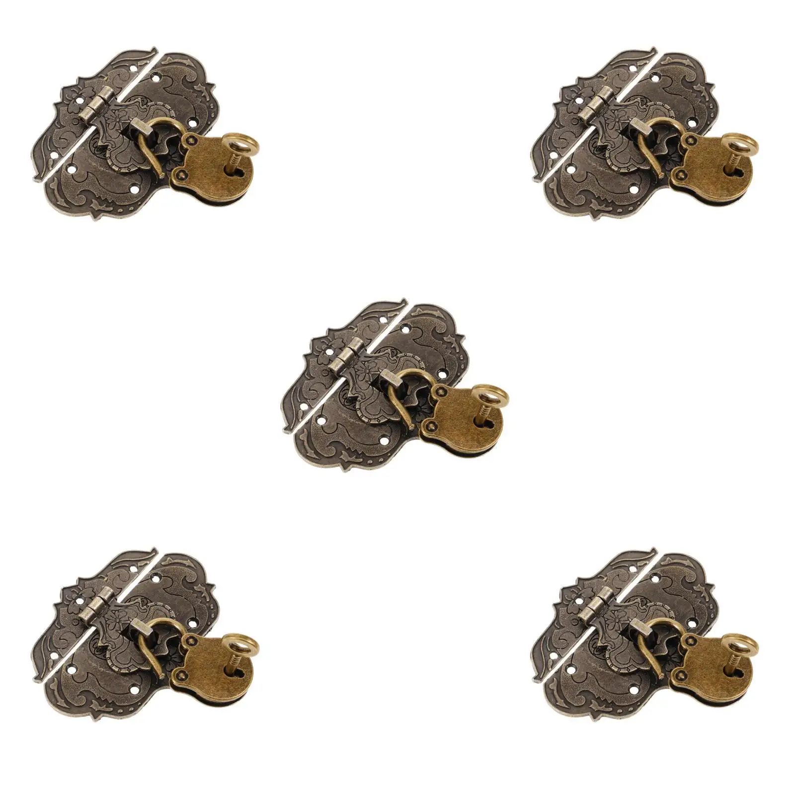 

5pcs Set of 5 Decorative Vintage Lock Locking Latch Bear Head Padlock Cabinet Hasp Metal