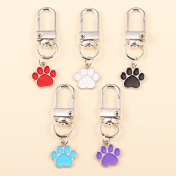 2Pcs Cute Enamel Keychain Cat Dog Paw Footprints Key Ring for Car Handbag Key Pendant Accessories Wholesale Jewelry Gifts