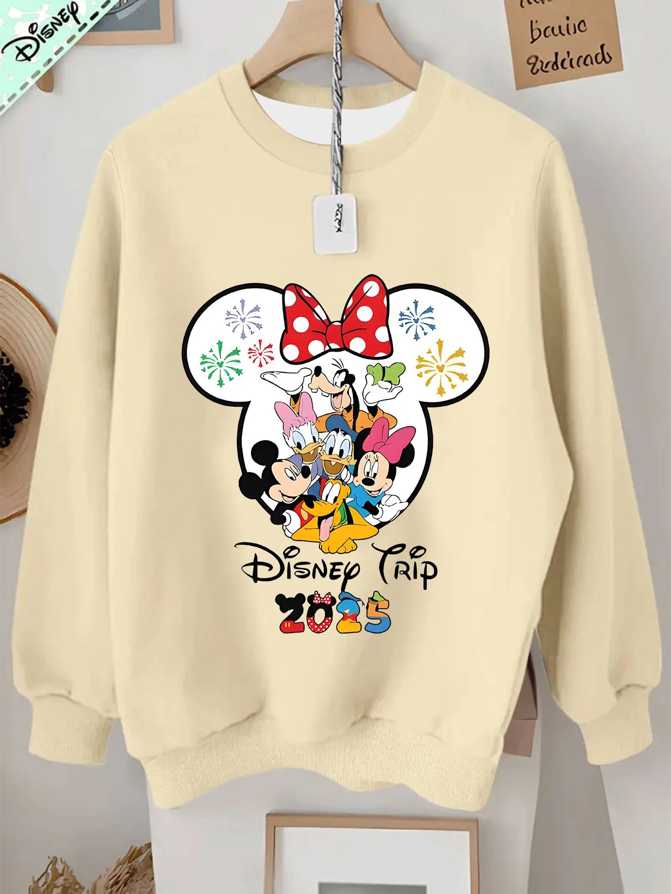 سويت شيرت ديزني كلاسيك ميكي آند فريندز نسائي كاجوال بأكمام طويلة ورقبة دائرية ناعمة وطبعة كرتونية لطيفة ملابس فتاة #1