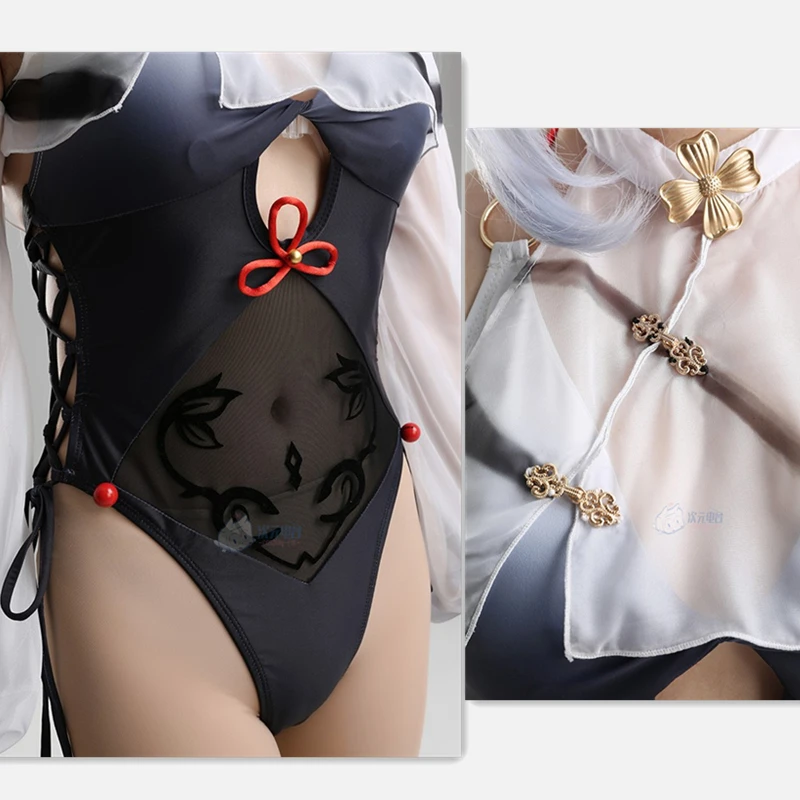 Imagem -05 - Jogo Genshin Impacto Shenhe Maiô Cosplay Anime Feminino Verão um Pedaço Conjunto de Biquíni Sexy Tamanhos de Banho S-xl 2023 Novo