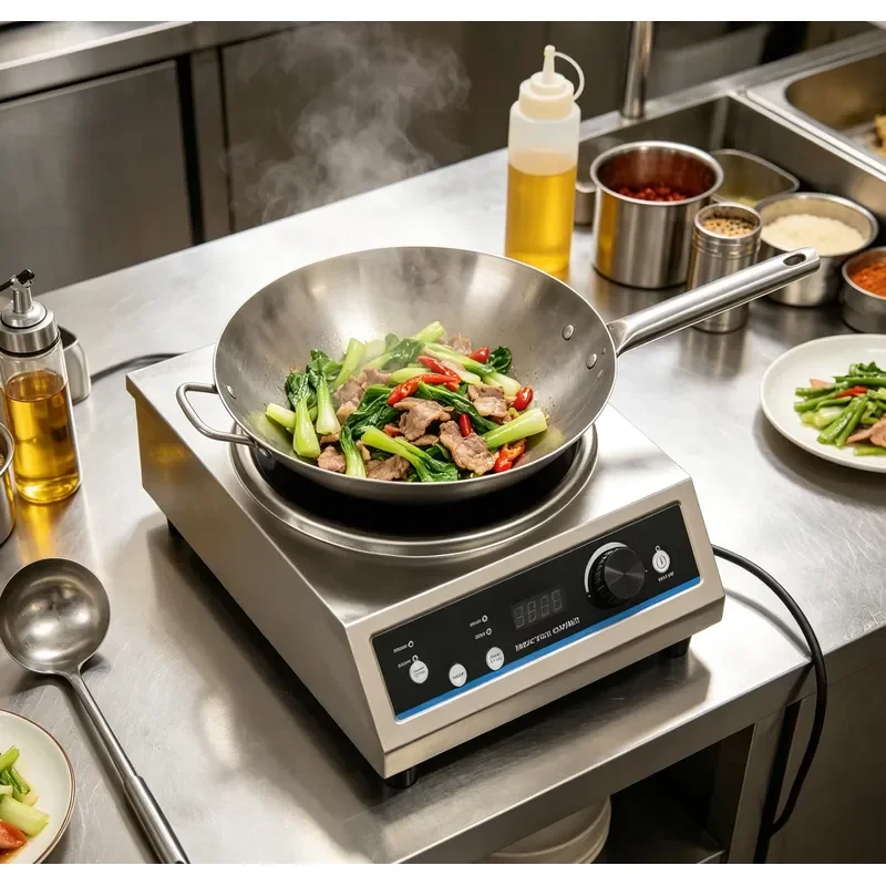 3500W Commercial Induction Cooktop Stainless Steel Microcrystalline Plate Portable Electric Stove for Hotel Restaurant