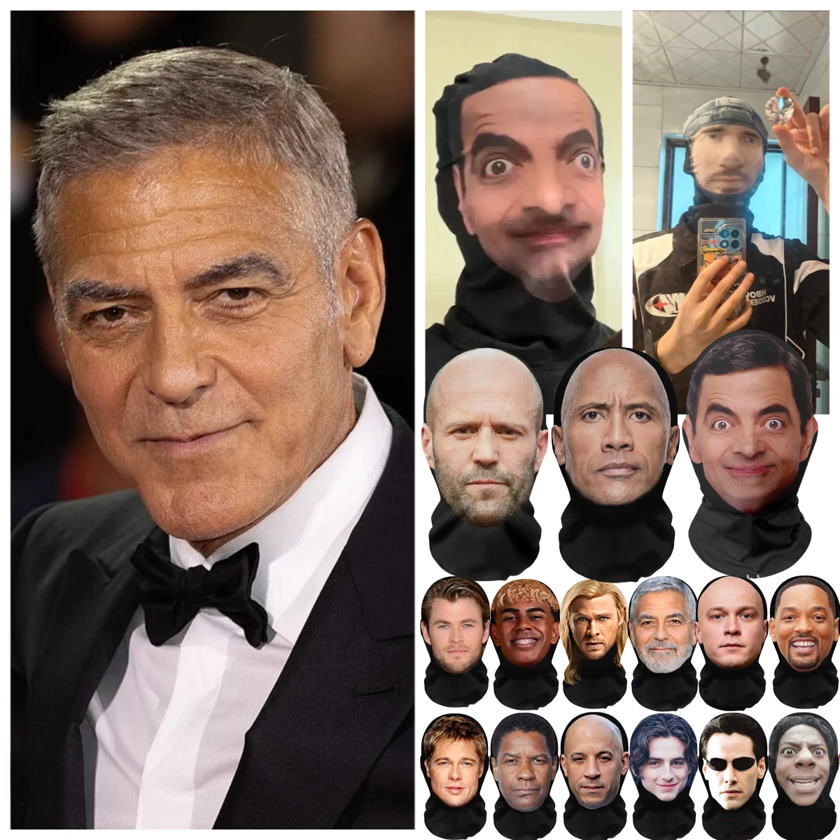 Máscara 3D Divertida, Nueva, Elástica y Realista de Celebridad, Máscaras Visuales de Cara Completa, Cosplay, Balaclava, Accesorios para Fiestas de Halloween, Cubrecabezas