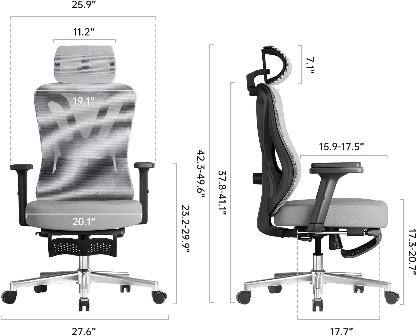 Hbada-cadeira ergonómica do escritório com apoio lombar ajustável e altura, cadeira confortável do computador da malha