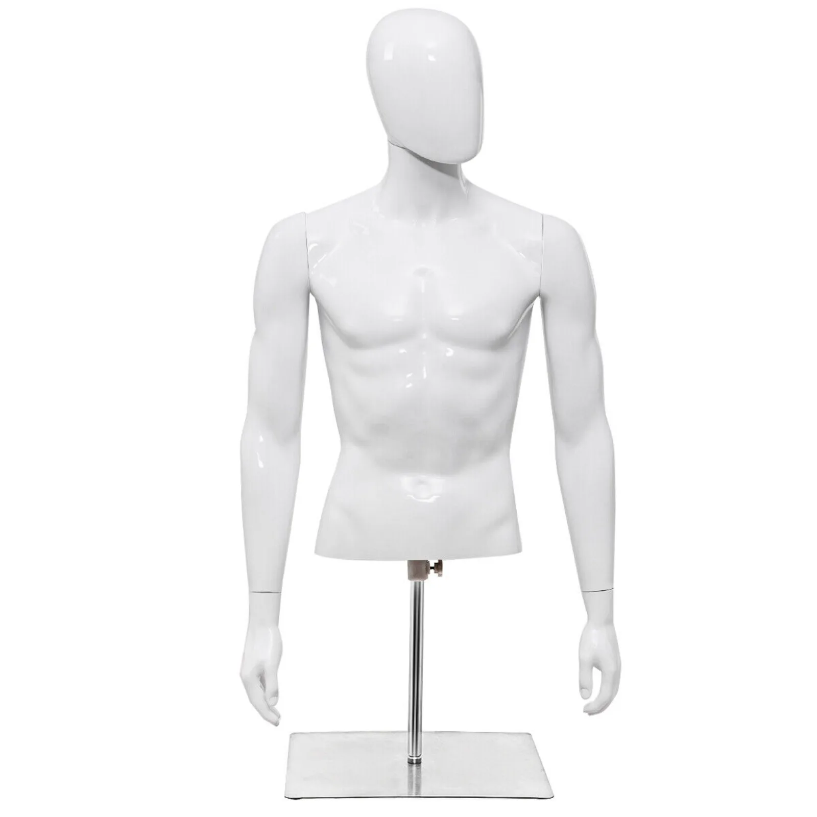 

Male Mannequin Realistic Plastic Half Body Head Turn Dress Display White United States