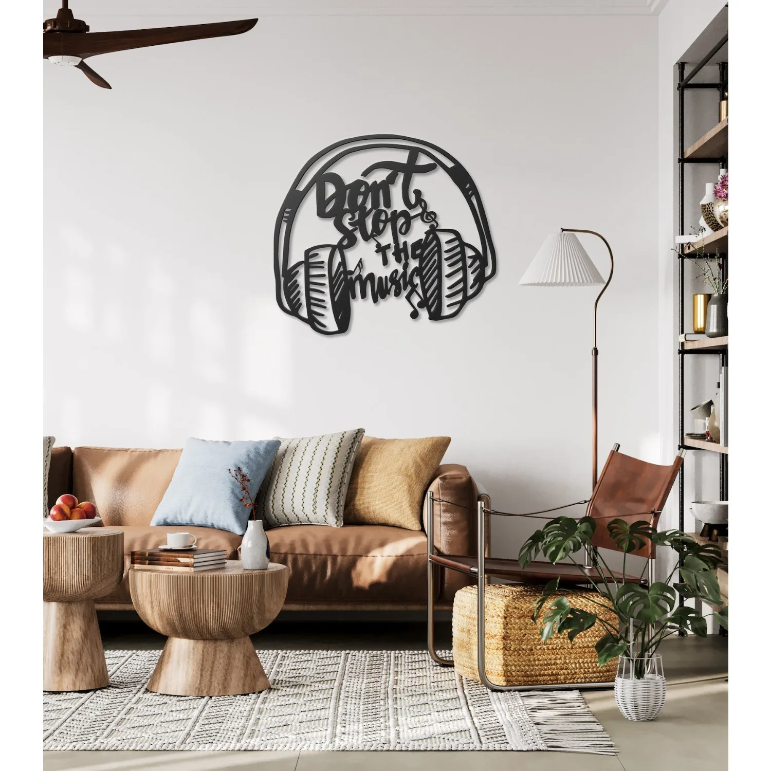 1pc Headphone Metal Wall Art With Quote, Inspirational Music Iron Wall Sculpture, Rust‑Proof Studio & Home Wall Decor