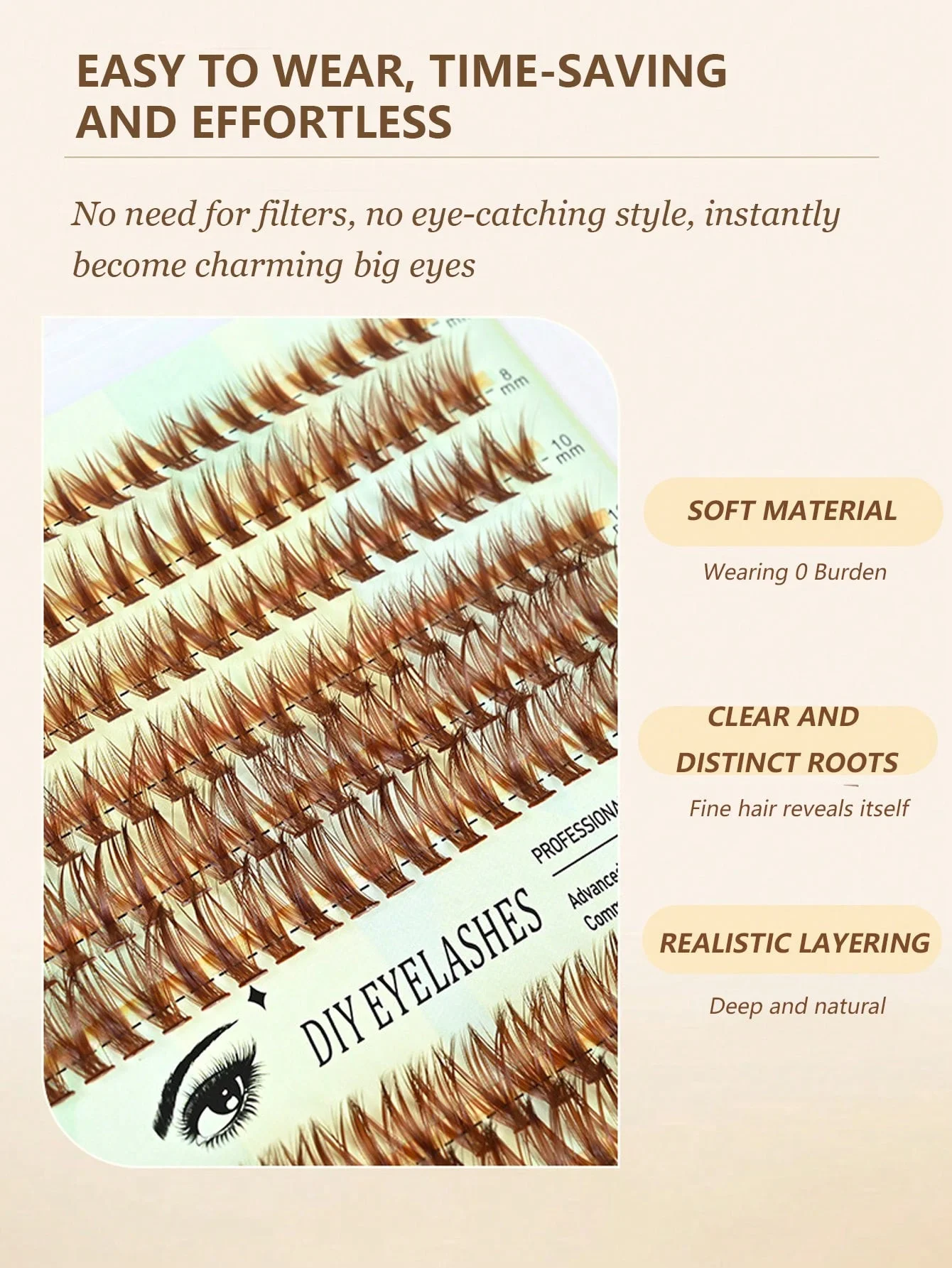 다크 브라운 속눈썹 클러스터 속눈썹 익스텐션 키트, 개별 속눈썹 키트, 자체 사용을 위한 속눈썹 본드 및 도장 속눈썹 트위저 포함, 8-16mm, 240 개