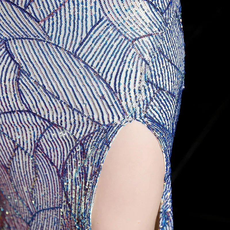 Luxo lantejoulas vestidos de noite longo banquete sereia elegante socialite vestidos de festa para baile de formatura mulher roupões