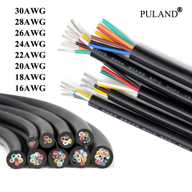 

2/3/4/5/6/7/8/9/10 Cores 2464 Multi-core Sheath Wire 30/28/26/24/22/20/18AWG PVC Insulated Audio Signal Channel Control Cable