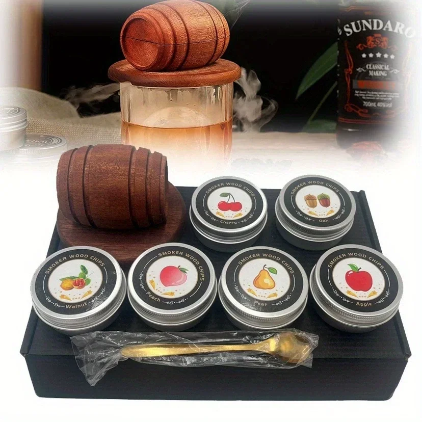 4/6 Flavors Whiskey Smoker Kit Premium Cocktail Infuser Set With Wood Chips For Bourbon Drinks Men Birthday Holiday Gifts