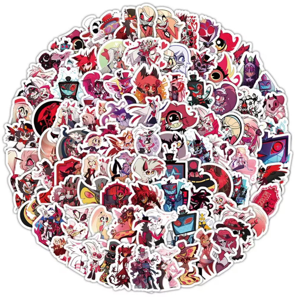 

100PCS Hell's Gate Anime Stickers - Vibrant Character Design Self-Adhesive Irregular Decals for Water Bottle Skateboard Fridge G