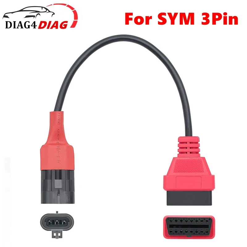 

Для sym 3Pin к OBD2 16Pin адаптер мотоцикла OBD диагностический адаптер удлинительный кабель для SYM 3 PIN OBD разъем для SYM