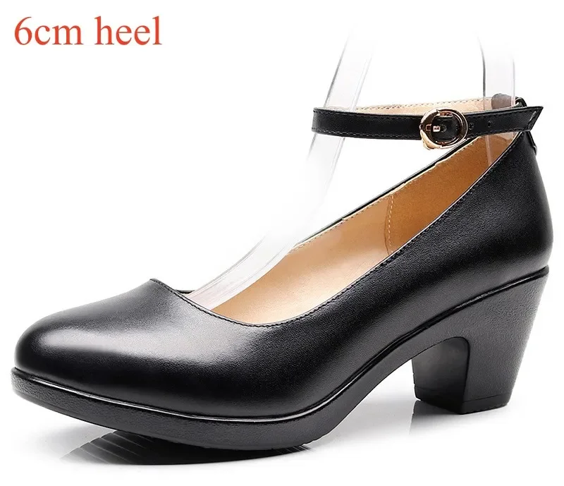 YanCloud Ankle Strap Block Heel Leather Shoes Black 38 3