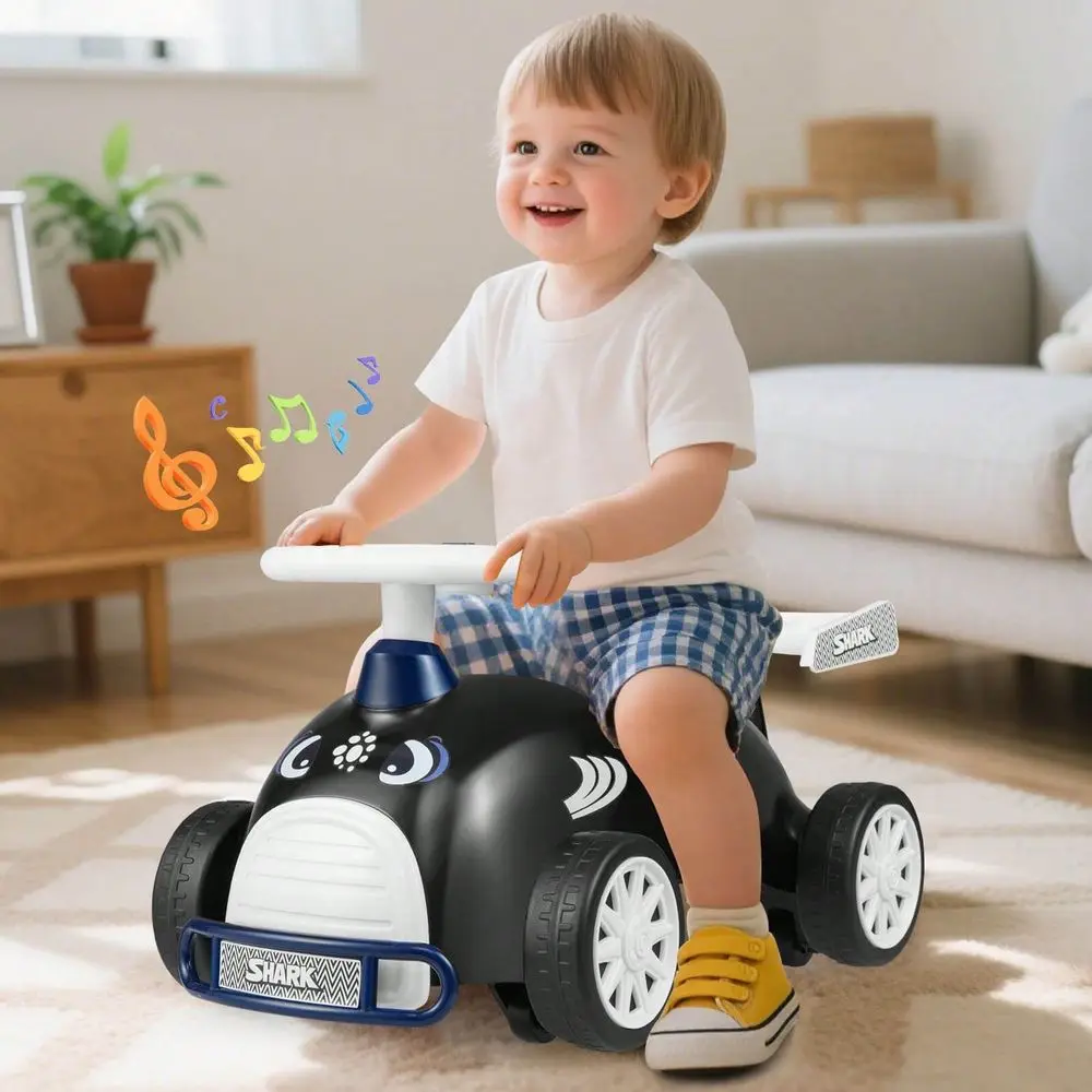 

Kids Ride On Push Car With Music UnderSeat Storage Universal Wheels For Boys Girls Black Red Black White Pink White