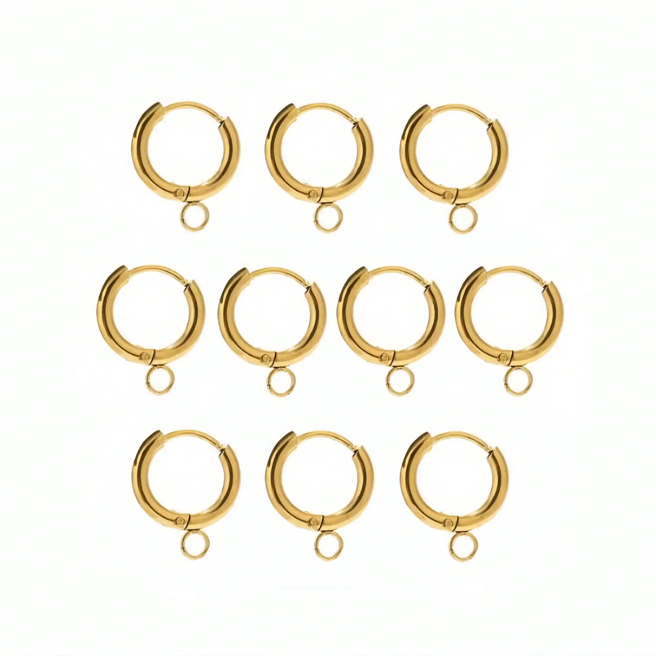 10 Stück goldene Ohrclips aus Edelstahl, Federverschluss, Creolen aus Titanstahl