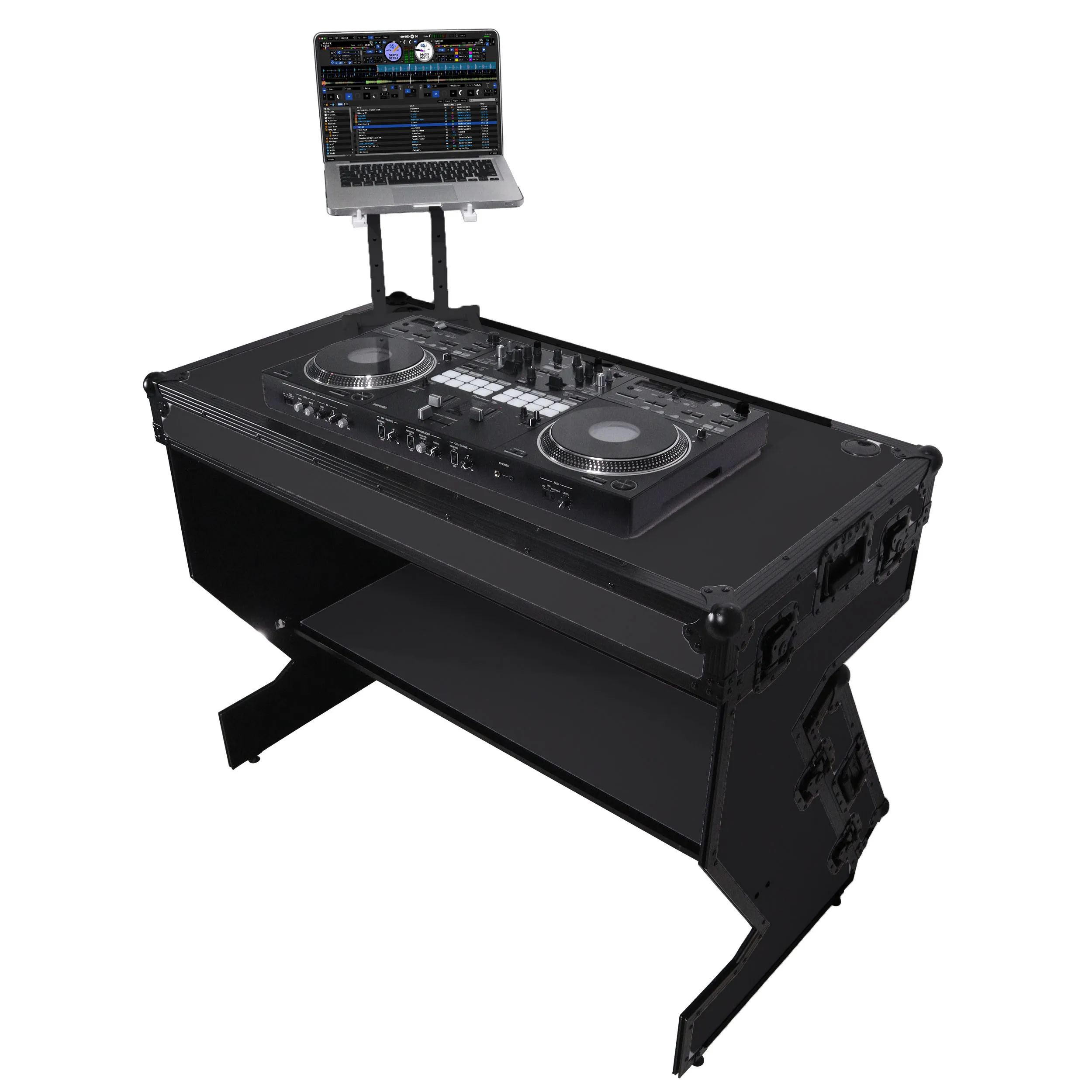 Foldable Dj Table Sound Console Desks Z Style Portable Folding Mixer Stand Mobile Dj Booth with Dj Table Compact Flight case