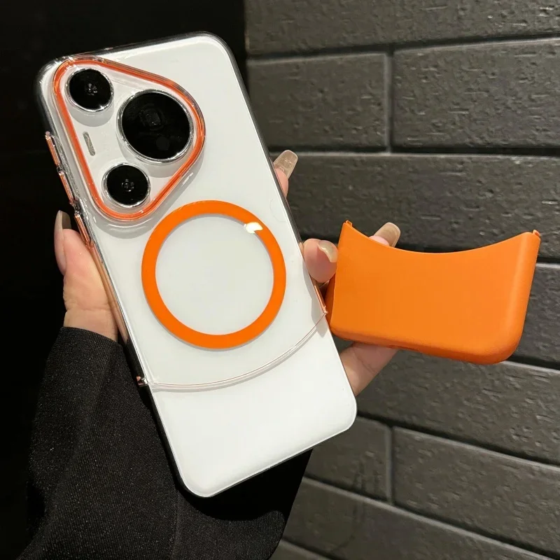 color blocked magnetic phone case for Huawei Pura 70 Pro Plus Ultra Magsafe wireless charging anti fall protection cover bumper