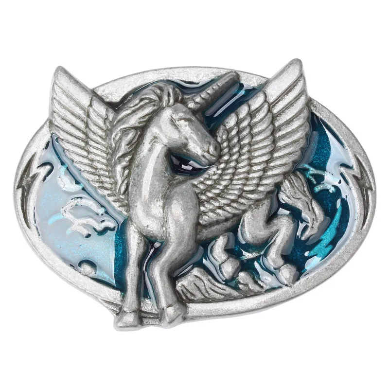 Belt Buckle, Pegasus Unicorn, Horse WING, Handmade Smooth Components, 3D ALLOY Decorative Metal Waistband, Clothing Accessories