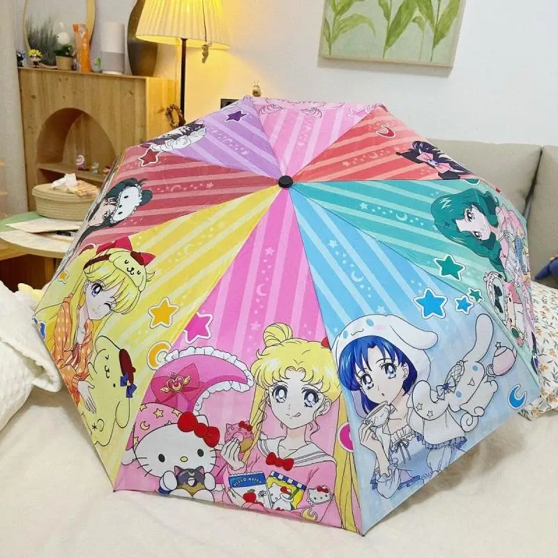 Sailor Moon Tsukino Usagi Kawaii Cartoon Cute Rain or Shine Umbrella Anime Figure Model Toys for Girls Birthday Toys Hobbies