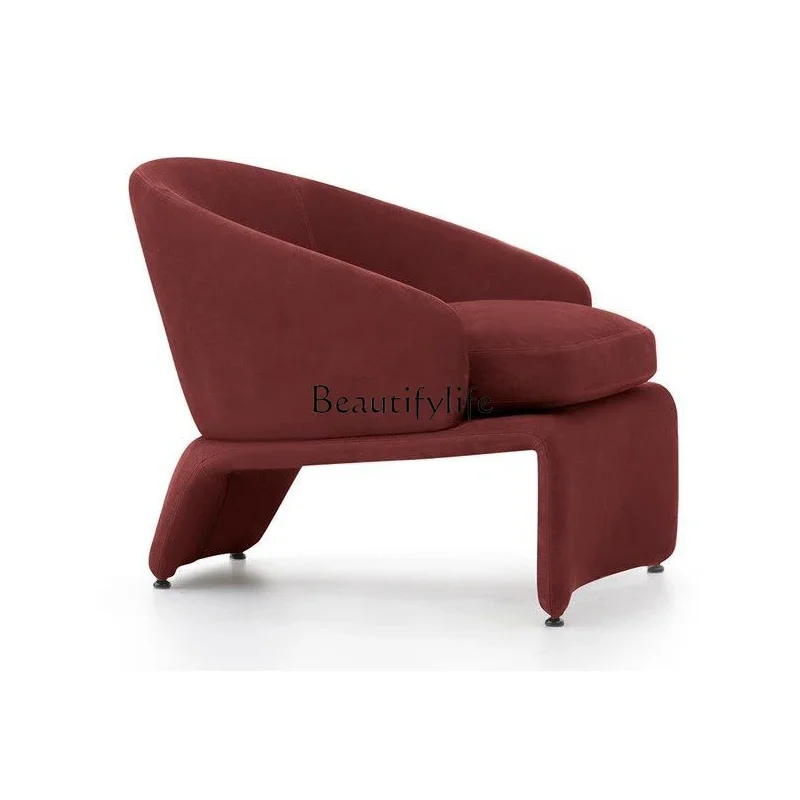 

Single fabric sofa small apartment burgundy velvet armchair