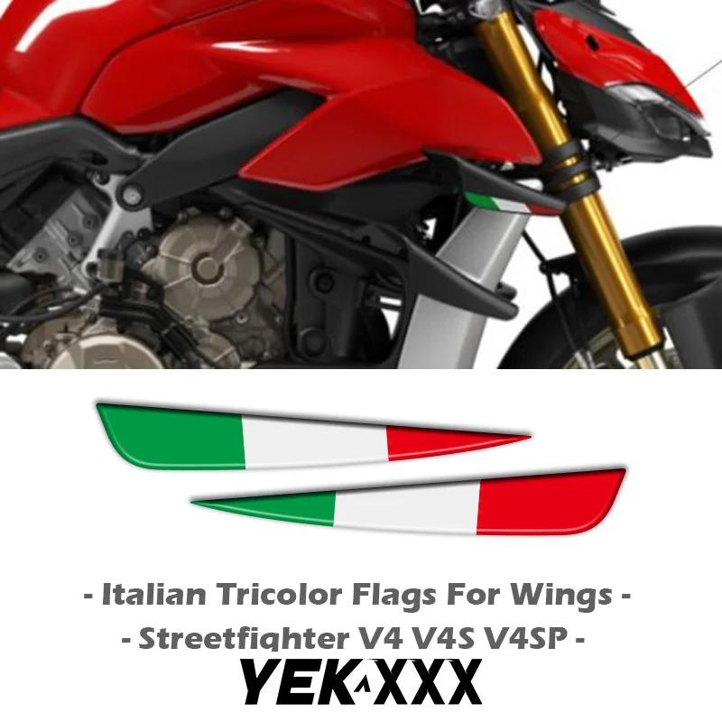 For DUCATI Streetfighter V4 V4S V4SP Italian Tricolor Flags for Wings 3D Winglet Flank Sticker Decal