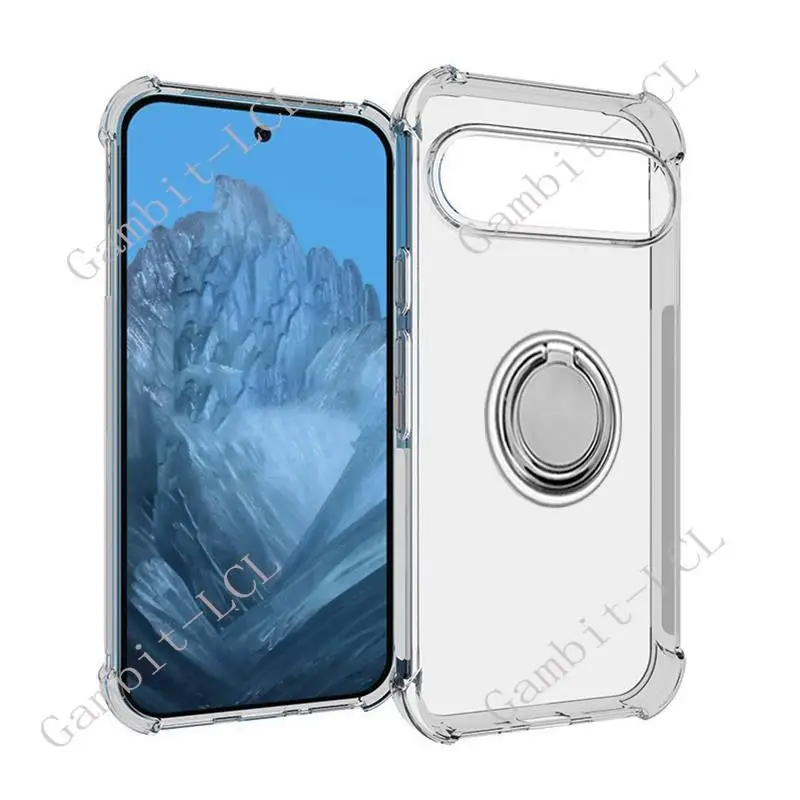 For Google Pixel 9 Pro Pixel9 GR83Y GEC77 G2YBB GUR25 Back Ring Holder Bracket Phone Case Smartphone TPU Soft Silicone Cover