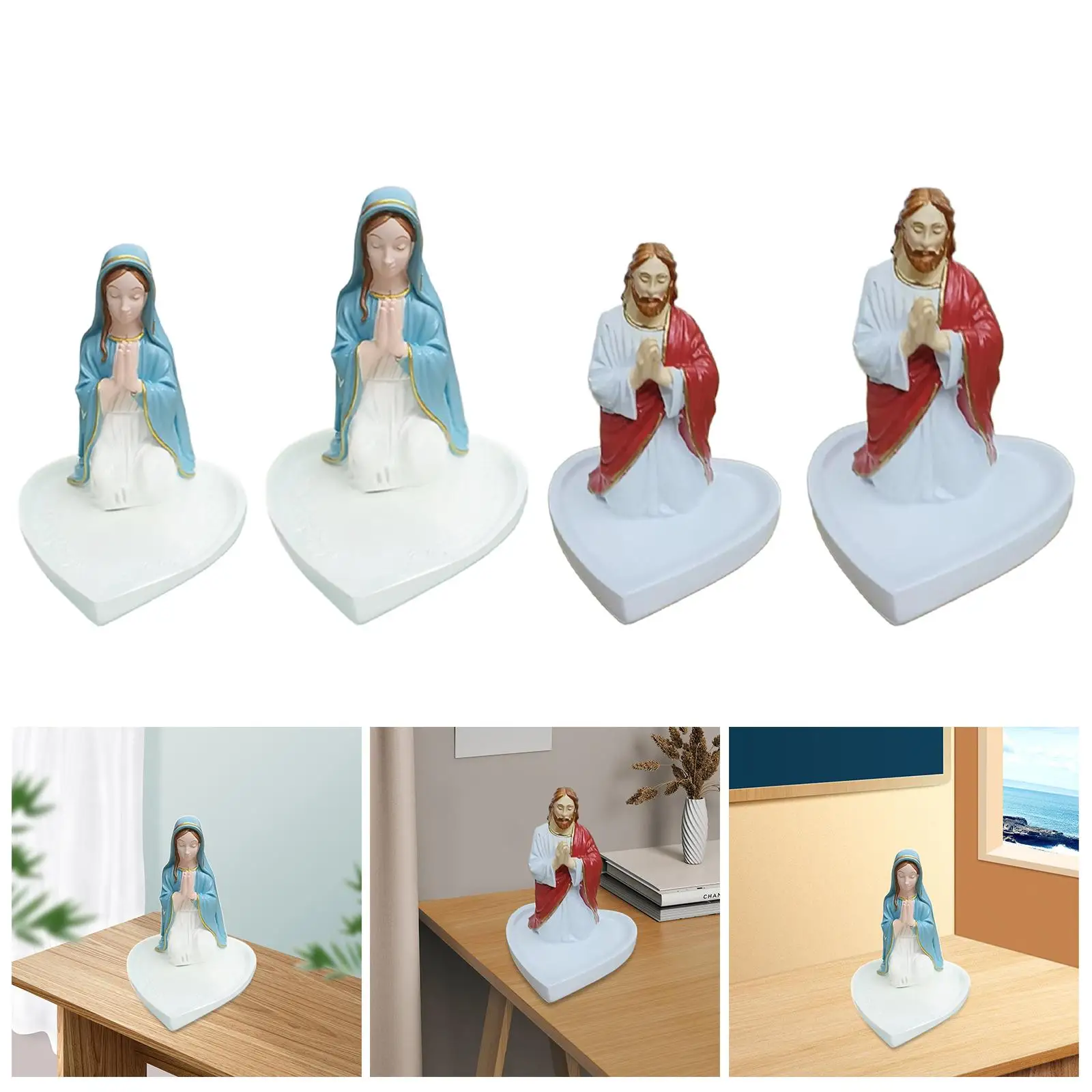 

Rosary Holder Elegant Gift Multipurpose Resin Praying Statue Jewelry Tray Rosary Box for Rings Bangle Pendant Earrings Trinket