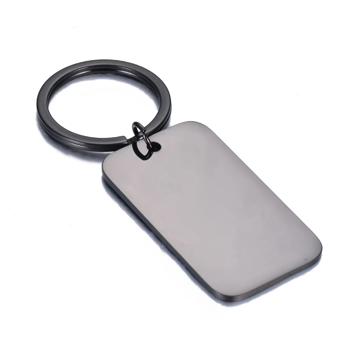 5 Teile/los Edelstahl Rechteck Blank ID Dog Tag Spiegel Polieren Schlüsselbund Schmuck Machen DIY Zubehör Individuelles Logo Schlüsselring