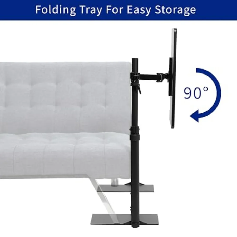 20 inch Over Couch Swivel Table Laptop Desk for Remote Work Portable Recliner Workstation with Height Adjustable Swing Arm Blac