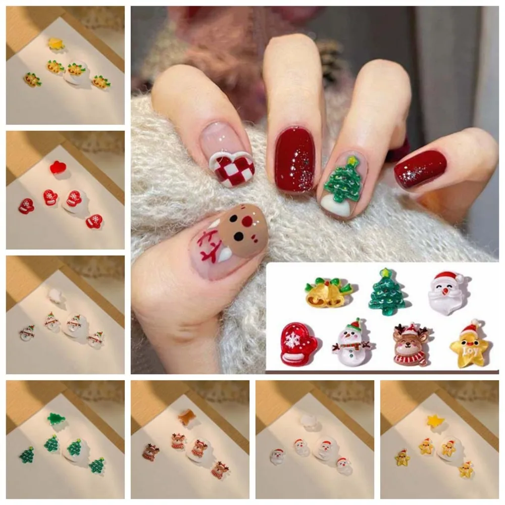 10 unids/set de suministros para uñas, decoraciones navideñas para uñas, adornos navideños para uñas, adornos para manicura, accesorios navideños para uñas, muñeco de nieve