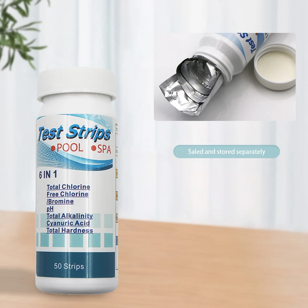 50/100pcs Multipurpose 6 in 1 Chlorine PH Test Strips SPA Swimming Pool Water Tester Pape Chlorine/PH/Bromine Measure Paper