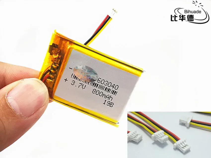 JST PH 1.0mm 3 pin 3.7V,800mAH 603040 Polymer lithium ion / Li-ion battery for tablet pc BANK,GPS,mp3,mp4