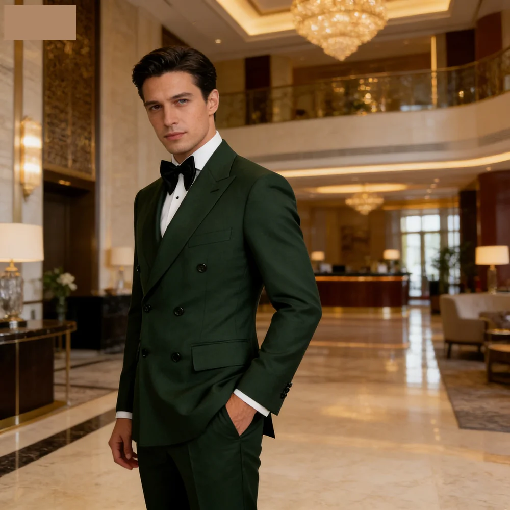 

2-Piece Formal Men's Terno with Peak Lapel Blazer Classic Smoking Suit for Wedding Slim Fit Custom-Made Male Attire
