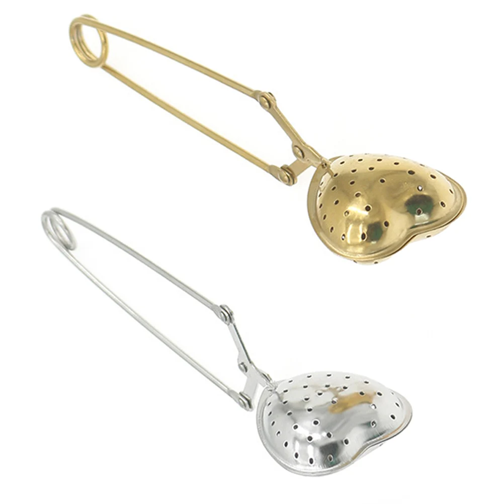 

2pcs Heart Shape Tea Ball Filter Stainless Steel Reusable Tea Infuser For Loose Leaf Herbs Spices Easy Clean Golden