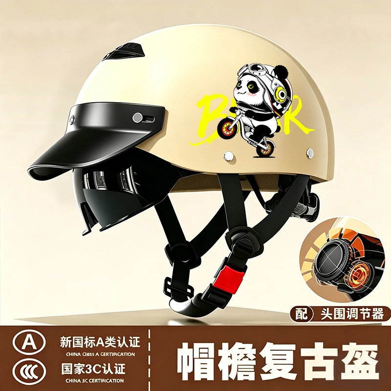 

New retro-style sun protection half helmet with all-season versatility, suitable for electric bikes, motorcycles, and bicycles