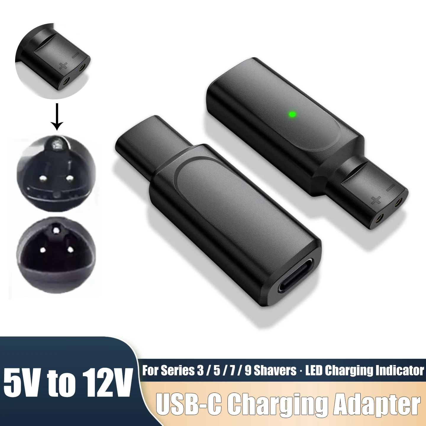 Portable USB-C Shaver Charger Converter For Braun Series 3 5 7 9 Electric Razor 12V Adapter Travel Replacement Accessory
