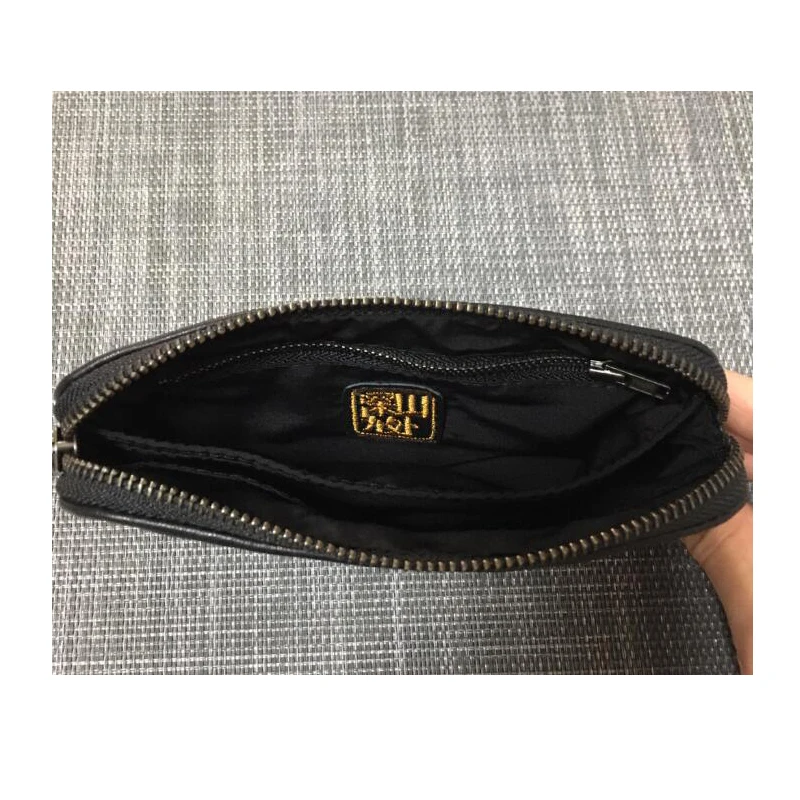 Men\'s Wallet Genuine Cow Leather Luxury Male Clutch Bag Casual Zipper Cell Phone Purses Women Simple Long Money Bags