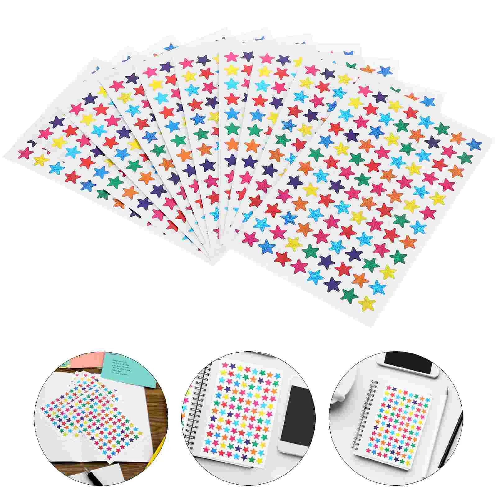 Stickers Kids Crafts Colored Star Shiny Metal Label Bling Multicolor Student Child Stars