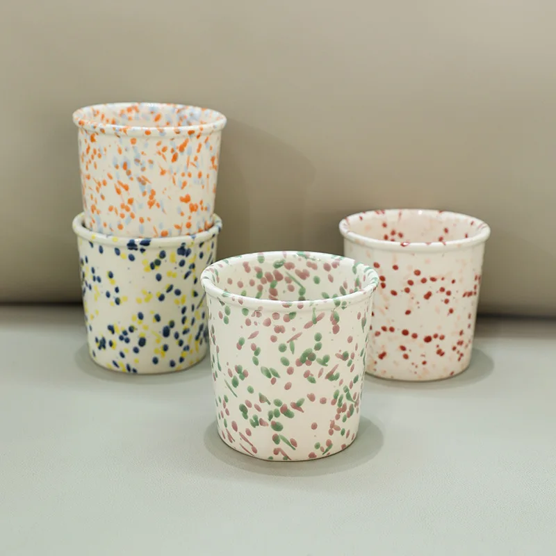 

2025 Sophistication Fresh And Chic Home Large Tea Cups High-Aesthetic Korean-Style Handheld Office Cup Splashed Ink Ceramic Mug