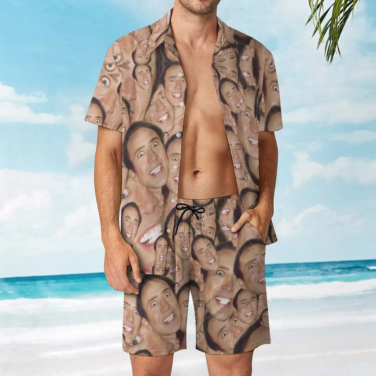 Nicolas Käfig Gesicht Collage Design zum Verkauf Herren Strand anzug Premium 2 Stück Hosen kleid hochwertige Shopping USA Größe