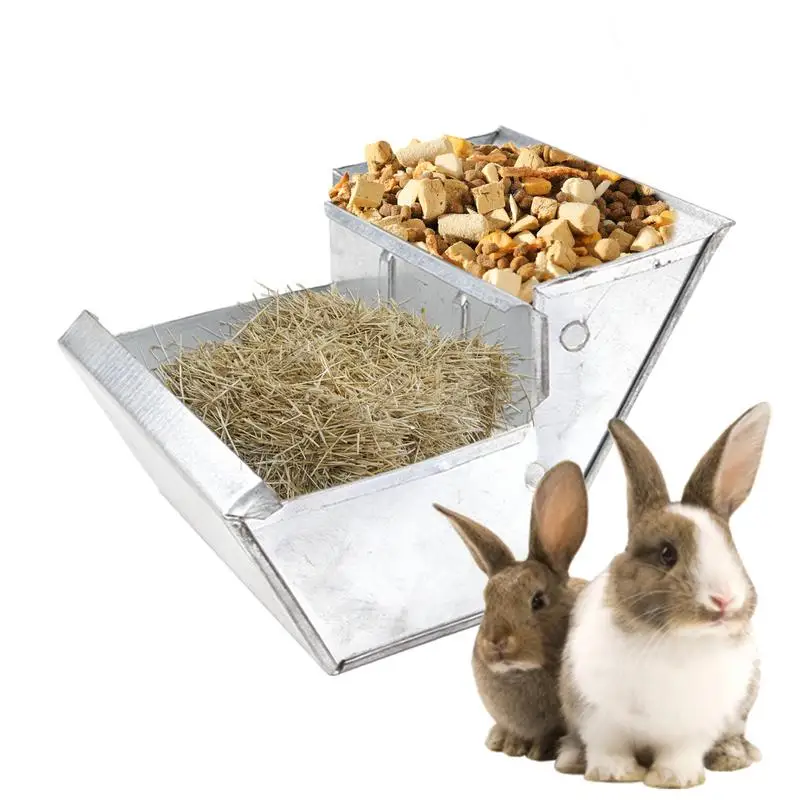 Rabbit Feeder Firm Water Feeder Container Heavy Duty Water Feeder Large Capacity Pet-self Feeding Hay Feeder Double Use