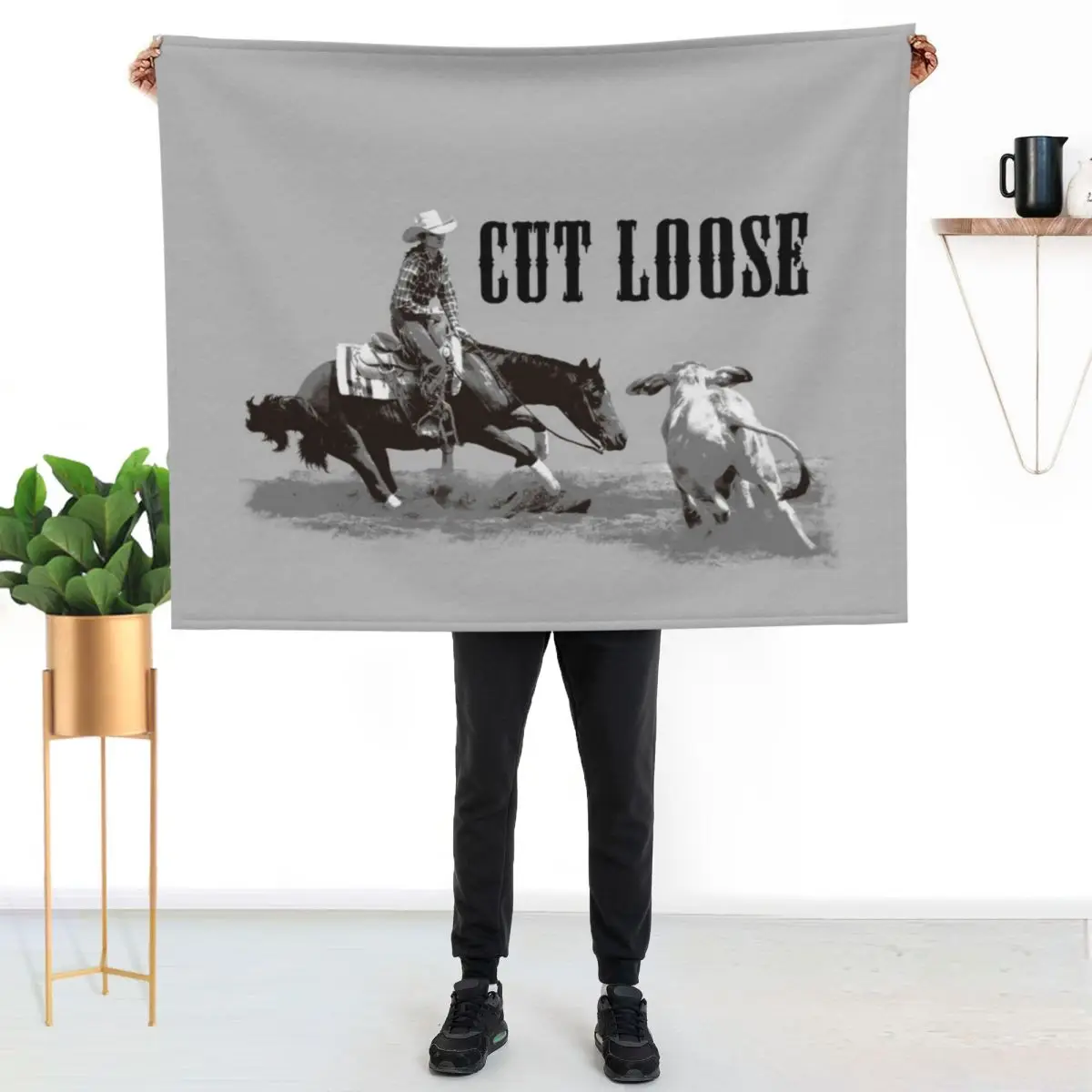

CUTTING HORSE, COW HORSE, CUT LOOSE Throw Blanket Cozy Throw Blanket for Bed Sofa Chair