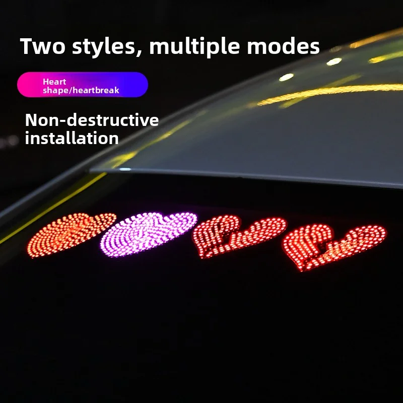 Heart-Shaped LED Car Interior Ambient Light Length 4M USB Windshield Window Decoration, DIY Installation Auto LED Ambient Lights