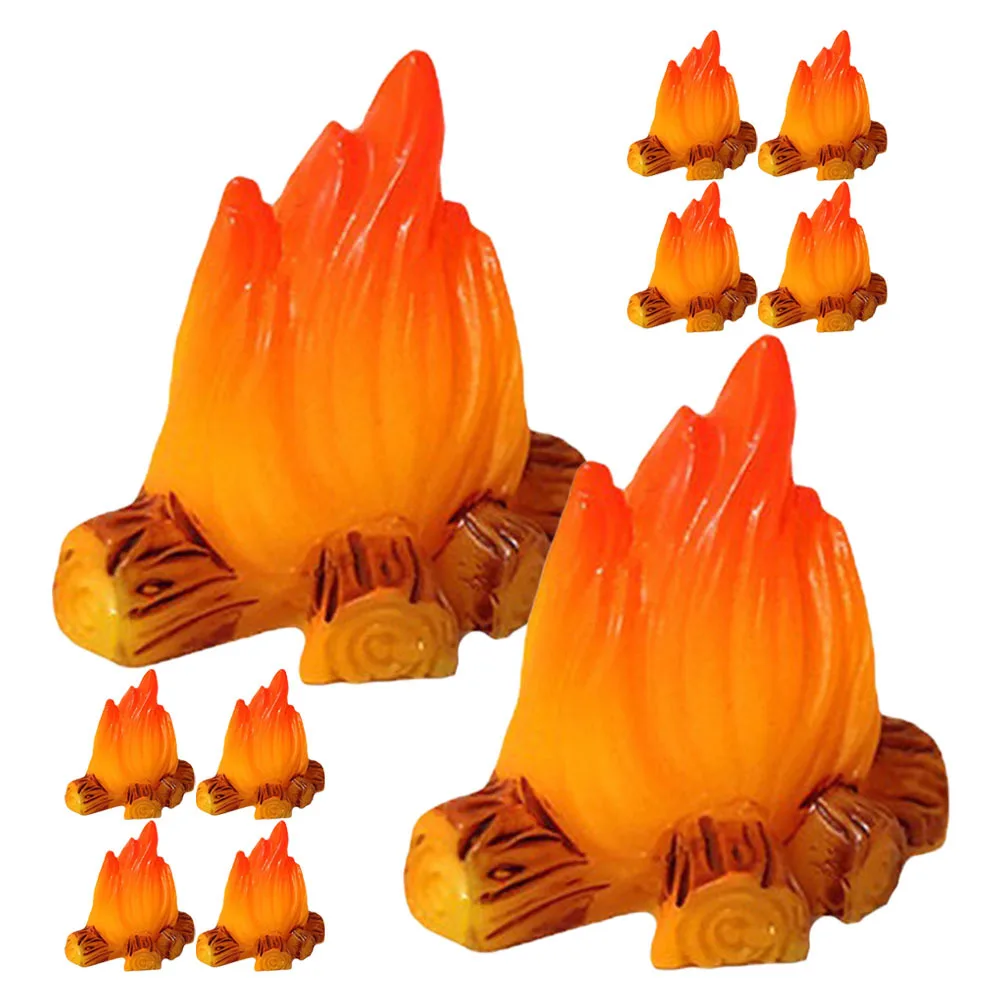 

10Pcs Miniature Campfire Resin Bonfire Ornament for Micro Landscape Garden Flower Pot Decoration Fake Campfire