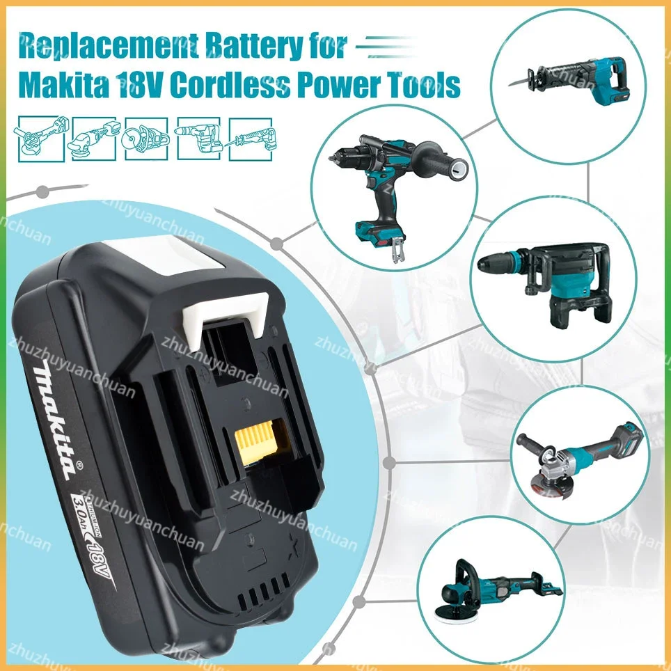 Akumulator Makita 18 V 3,0 Ah Akumulator litowo-jonowy 18650 Odpowiedni do elektronarzędzi Makita BL1860 BL1830 BL1850