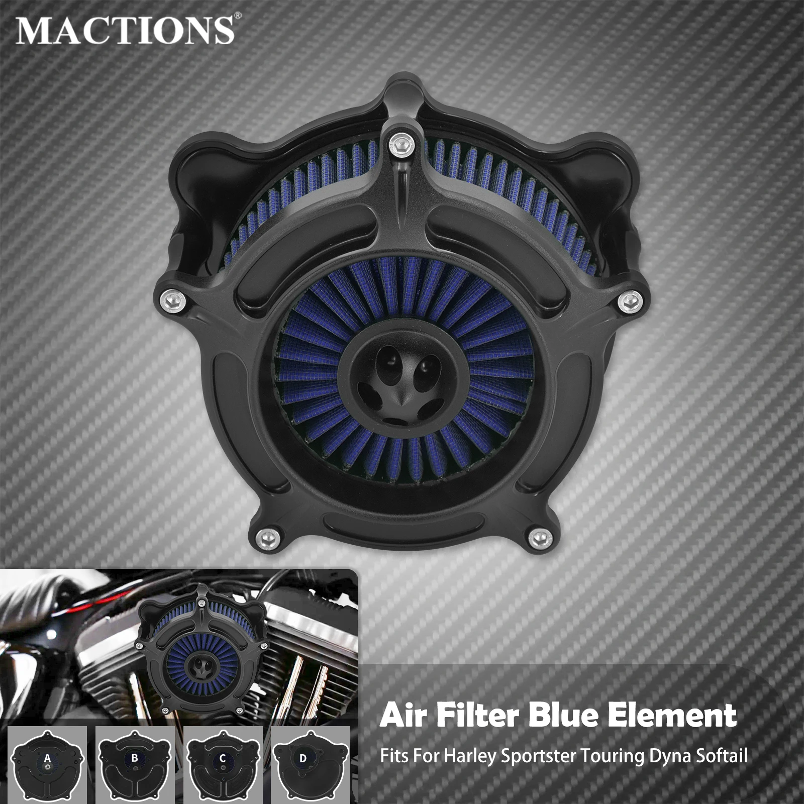 Motorcycle Air Filter Blue Element Intake Filter Kit CNC Air Cleaner For Harley Touring FLHT FLHX FLHR Sportster XL Dyna Softail