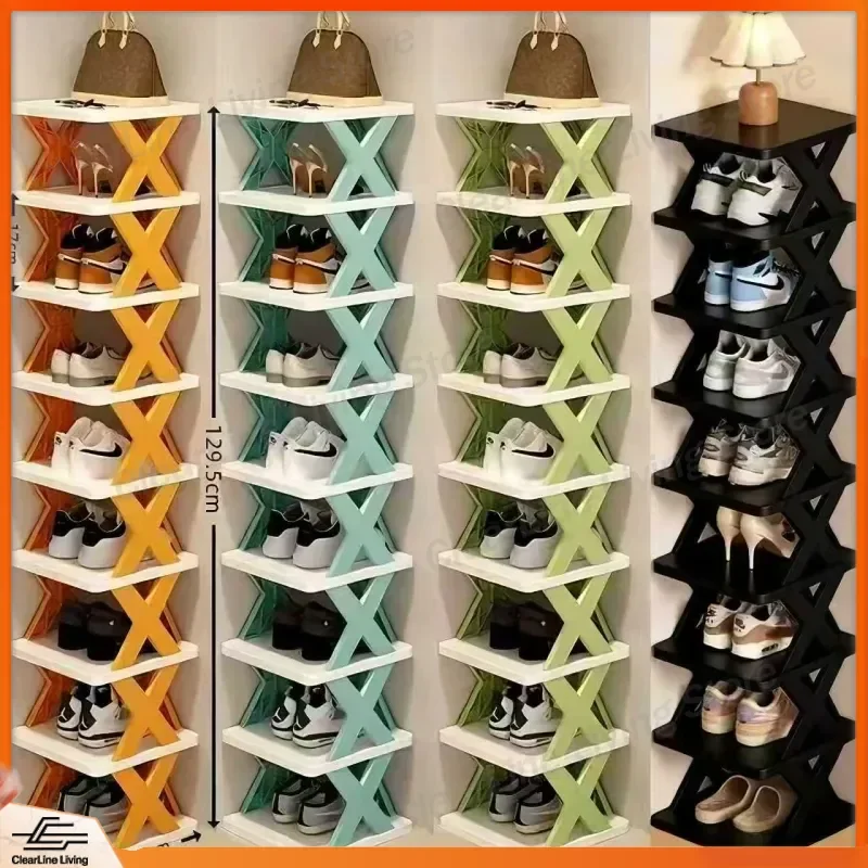 Modern Simple Multi Layer Space Saving Small Narrow Shoe Rack Foldable Dust Proof Storage Cabinet for Dormitory Door