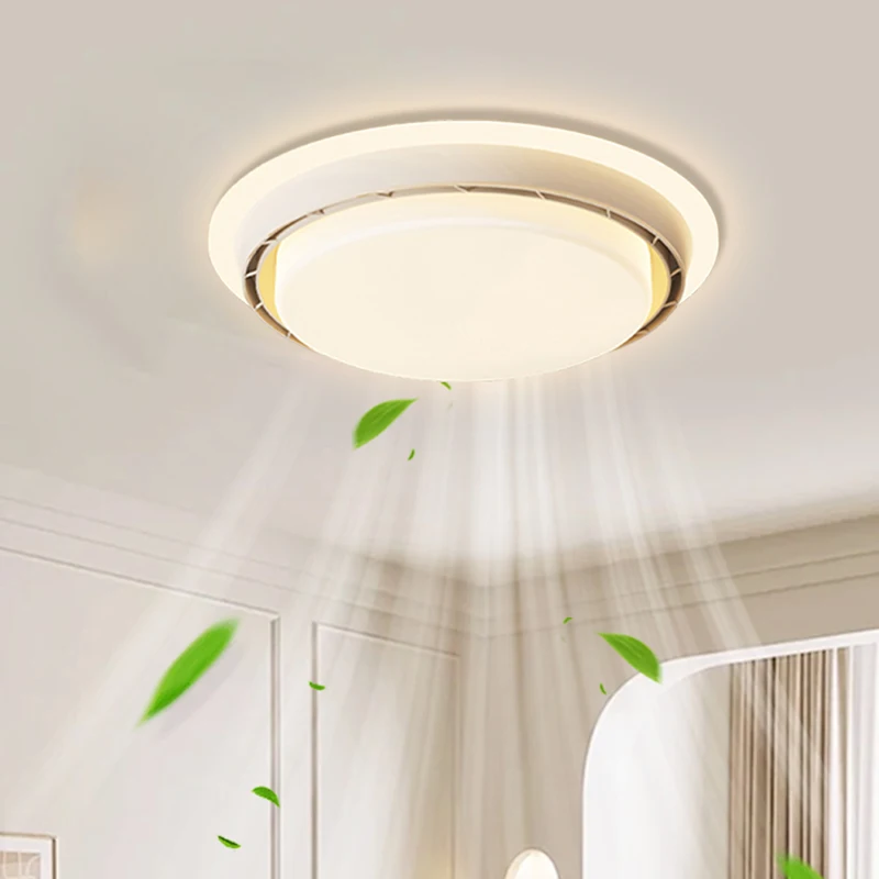 LED Bladeless Fan Light Walnut Color White Bedroom Invisible Leafless APP Remote Control Dimming Room Decor Sealing Fan Lamp