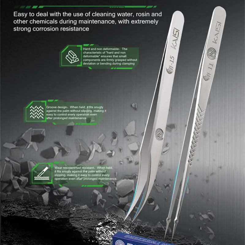 Kaisi ling-11/15/18 прецизионные пинцеты из нержавеющей стали для мобильного телефона, набор ручных инструментов для ремонта пинцета с изогнутым прямым кончиком Kaisi ling-11/15/18 прецизионные пинцеты из нержавеющей стали для мобильного телефона, набор ручных инструментов для ремонта пинцета с изогнутым прямым кончиком