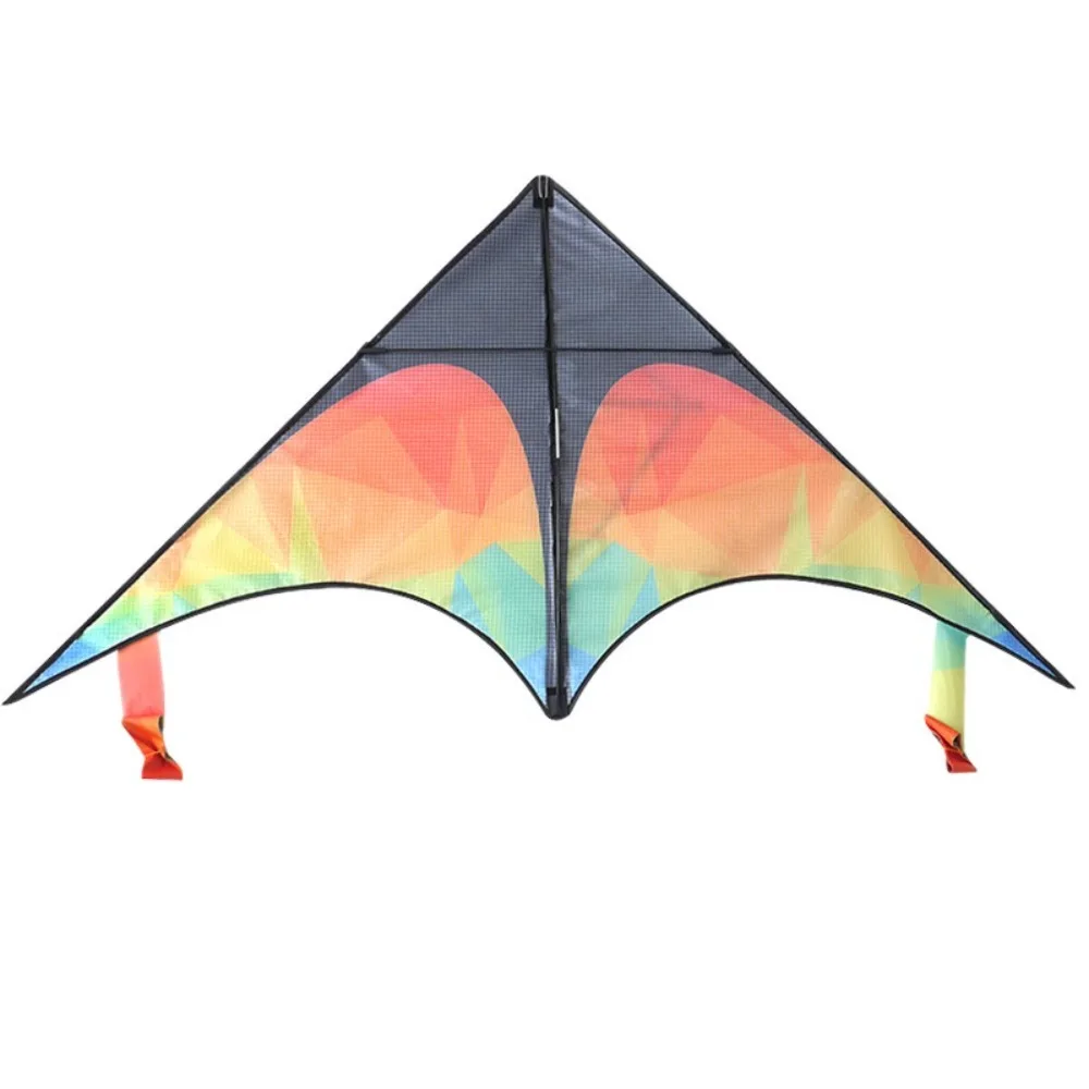 Grand cerf-volant Delta coloré à Double queue, bon volant avec ligne de 50 mètres, cerf-volant pour enfants, jouet volant en plastique à longue queue, jeu d'amis