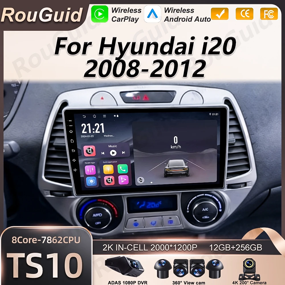 

Автомагнитола Android 16 для Hyundai i20 2008-2012 с CarPlay, GPS-навигацией, DSP, Bluetooth и сенсорным экраном